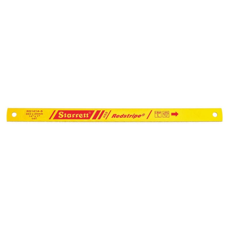 Starrett Redstripe Solid High Speed Steel Power Hacksaw Blade - Ideal for Contractors and Tradesmen - .050" Thickness, 14 TPI, 14" Length, 1" Width - RS1414-5 - Image 1